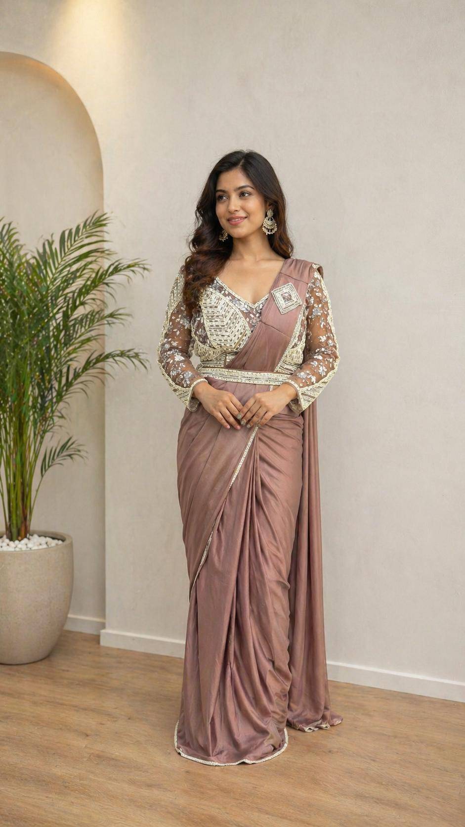 102309 By AMOHA TRENDZ 01 To 04 Series Indian Traditional Wear Collection Fancy Colorful Party Wear LAYCRA Stitched Sarees At Wholesale Price
